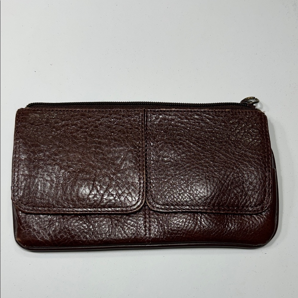 BANANA REPUBLIC~ Brown TEXTURED COW LEATHER Wallet/Clutch